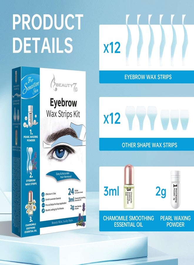 Beauty7 Men's Sensitive Eyebrow Wax Strips, Eyebrow Waxing Strips, 24 Strip with Pearl Powder Essential Oil, for Sensitive Skin - Image 4