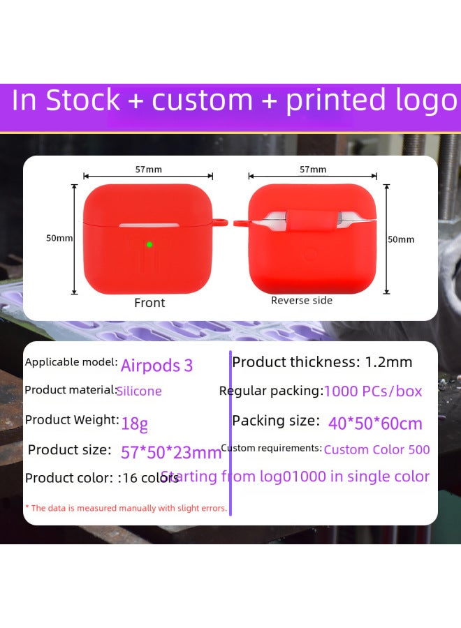 Spot For Airpods3 New Silicone Protective Case With Buckle Anti-fall Apple 3 Generation Bluetooth Headphone Case - Image 4