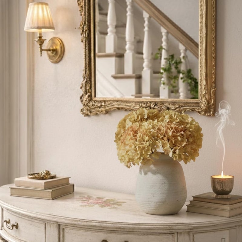 SIDUCAL Ceramic Rustic Farmhouse Vase | 7.3 Inch Pottery Decorative Flower for Home Decor | Sand Glaze Finish Boho Vase for Table, Living Room, Bathroom Decoration, Shelf Decor, Mantel, White - Image 2