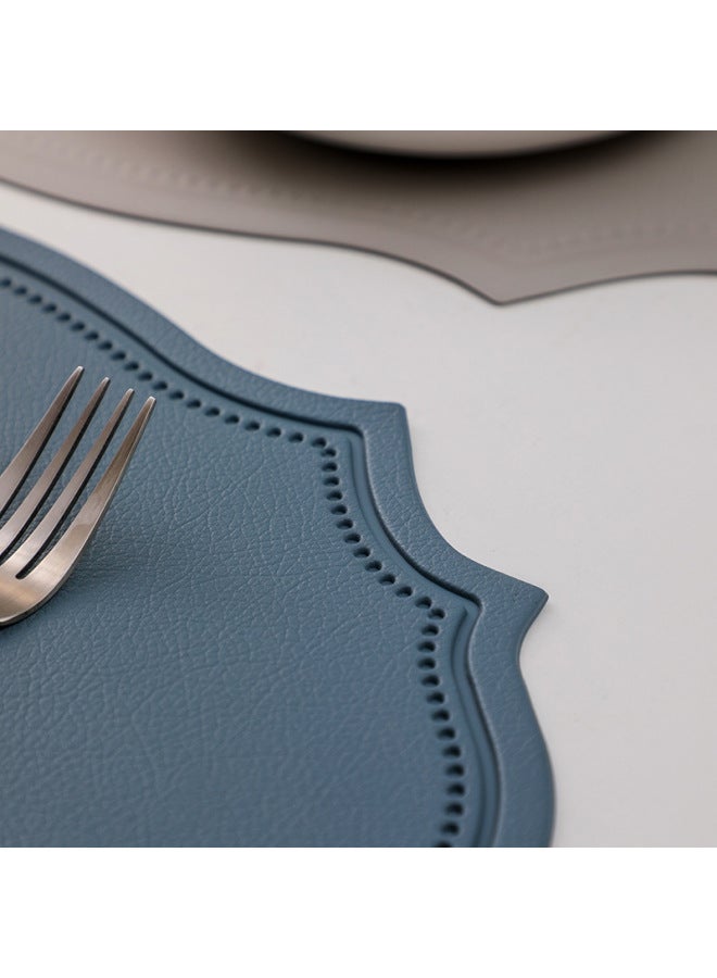 Vintage Leather Dining Table Mat European Creative Heat Insulation Nordic Waterproof Oil Resistant Western Dining Mat-Color:Embossed Special-shaped Beige  - Image 5