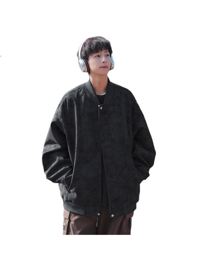 Poum Men'S Spring And Autumn Vintage Cool Casual Workwear Jacket 6211 Black L - Image 3