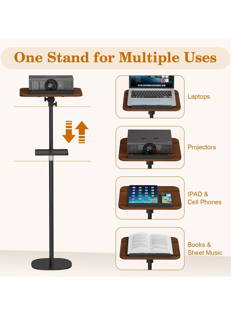 شو وو حامل كتب أرضي من قطعة واحدة مع صينية قابلة للإزالة، حامل كتب خشبي للقراءة، قابل لتعديل الارتفاع من 60 إلى 140 سم، حامل موسيقى، حامل كتب طبخ، حامل كتب مدرسية، حامل كمبيوتر محمول، حامل كتب للعرض - Image 2