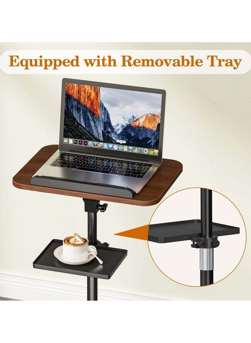 شو وو حامل كتب أرضي من قطعة واحدة مع صينية قابلة للإزالة، حامل كتب خشبي للقراءة، قابل لتعديل الارتفاع من 60 إلى 140 سم، حامل موسيقى، حامل كتب طبخ، حامل كتب مدرسية، حامل كمبيوتر محمول، حامل كتب للعرض - Image 3