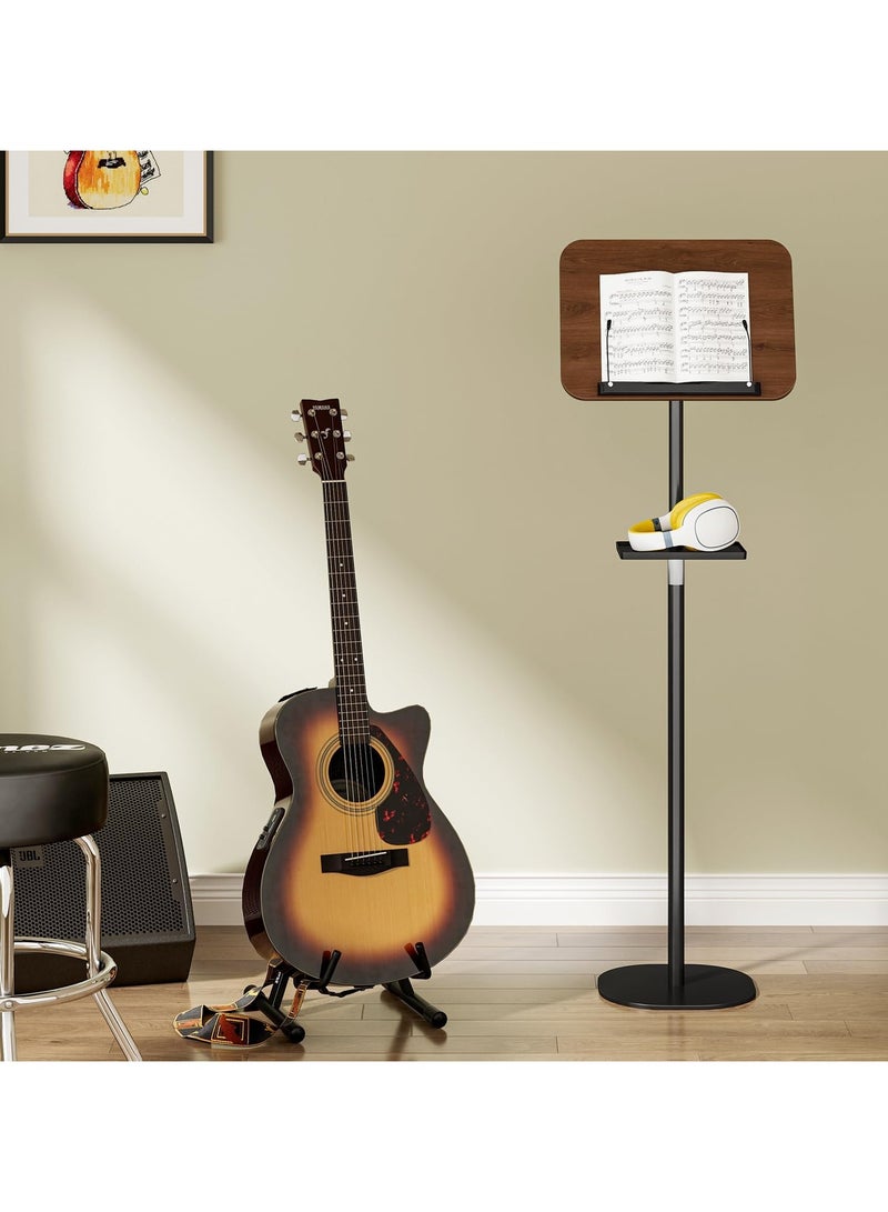 شو وو حامل كتب أرضي من قطعة واحدة مع صينية قابلة للإزالة، حامل كتب خشبي للقراءة، قابل لتعديل الارتفاع من 60 إلى 140 سم، حامل موسيقى، حامل كتب طبخ، حامل كتب مدرسية، حامل كمبيوتر محمول، حامل كتب للعرض - Image 4