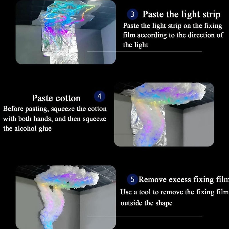 3D Big Cloud Lightning Light, Large Fluffy Cloud Lightning Shaped Colorful Lamp Wall Ceiling Lights for Children's Bedroom Living Room (2m) - Image 5