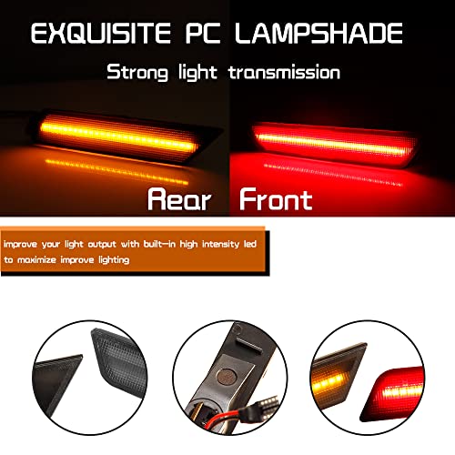Tonsya For 2010 2011 2012 2013 2014 2015 Chevrolet Camaro Front Rear Bumper Side Marker Lights Full Amber & Red Led Lamps Smoked Lens 4 pcs - Image 2
