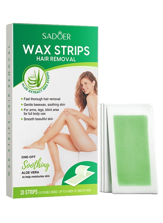 SADOER - 20 Stickers Wax Strips Hair Removal, Aloe Vera is Gentle and Soothing, Double Sided Hair Removal Wax Paper, Armpit Hair, Leg Hair, Body Hair Removal Cream - Image 1