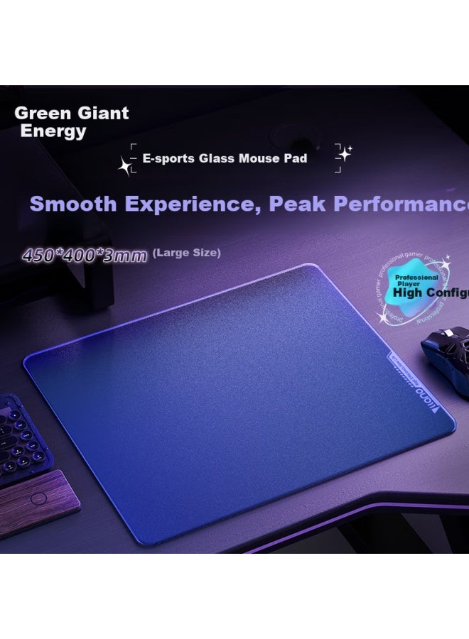 Llano Gaming Mouse Pad, Tempered Glass Material, High-speed Smooth Fps Gaming, Waterproof And Sweat-resistant, Easy To Clean, Black, 450*400*3mm - Image 1