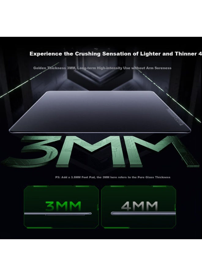 Llano Gaming Mouse Pad, Tempered Glass Material, High-speed Smooth Fps Gaming, Waterproof And Sweat-resistant, Easy To Clean, Black, 450*400*3mm - Image 4