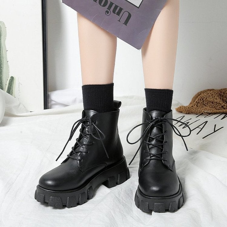 Black Martin Boots Women's 2024 Summer New Thick Bottom All-match Breathable British Style Moto Short Boots Thin - Image 1