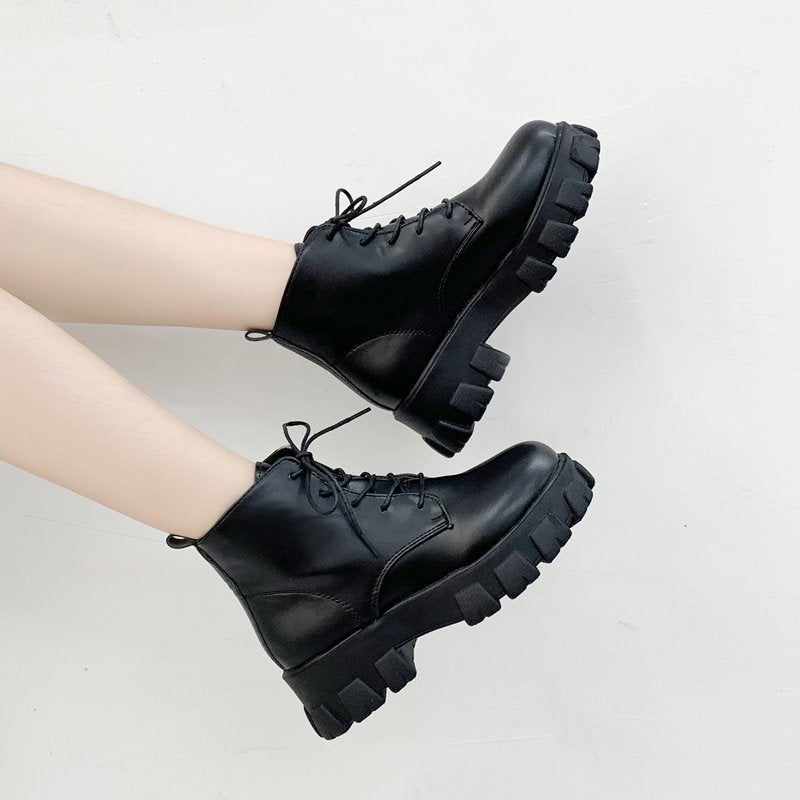 Black Martin Boots Women's 2024 Summer New Thick Bottom All-match Breathable British Style Moto Short Boots Thin - Image 3