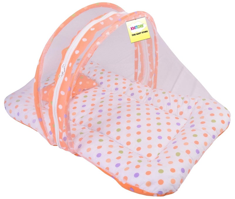 Kwitchy Baby Bed with Mosquito Net New Born Baby Bedding Set Folding Bed Sleeping Nest Toddler Mattress Cotton Gadda Set Travel Beds Boys Girls Gift Pack 06 M Orange - Image 5