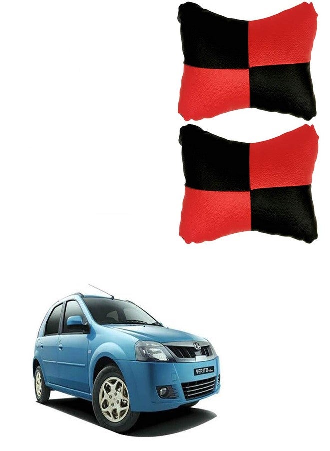 PulGos Red Neck Rest Soft Cushion in Leatherette Material Check Design for Car_2099 - Image 1