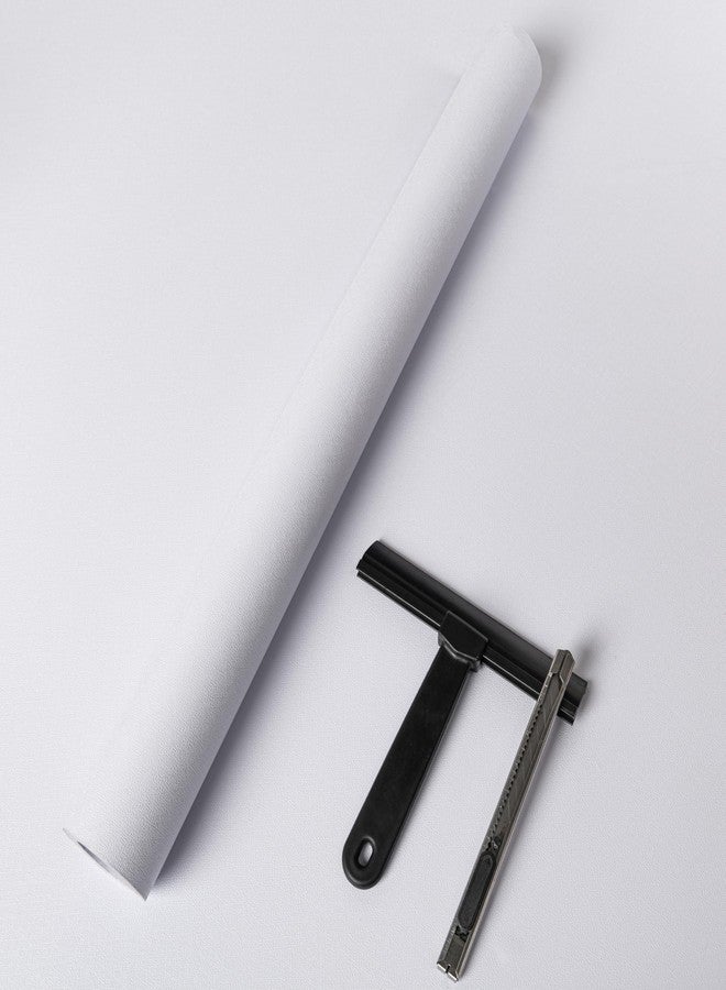 practicalWs White Wallpaper Peel and Stick with Tools, White Wall Paper Roll Self-Adhesive and Waterproof, Thickened Solid Color White Contact Paper for Cabinets Countertop 17.7'' x 393.7'' - Image 1