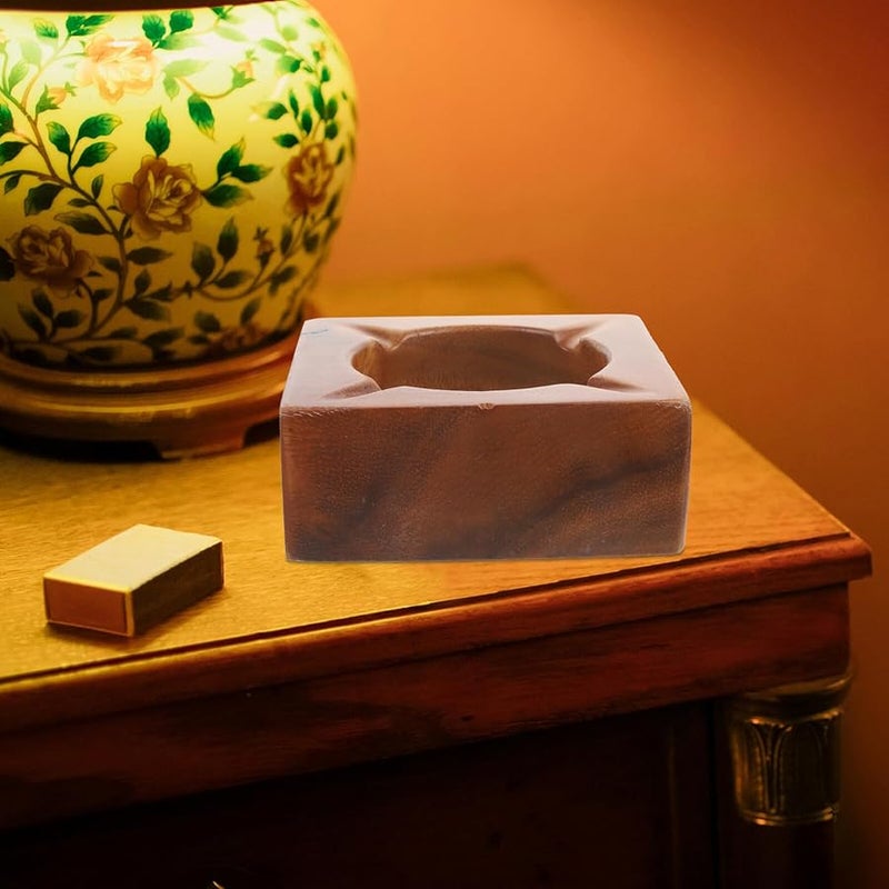 Vintage Wooden Cigar Ashtray with Groove Portable Lightweight Ash Holder for Home Office Decor - Image 3