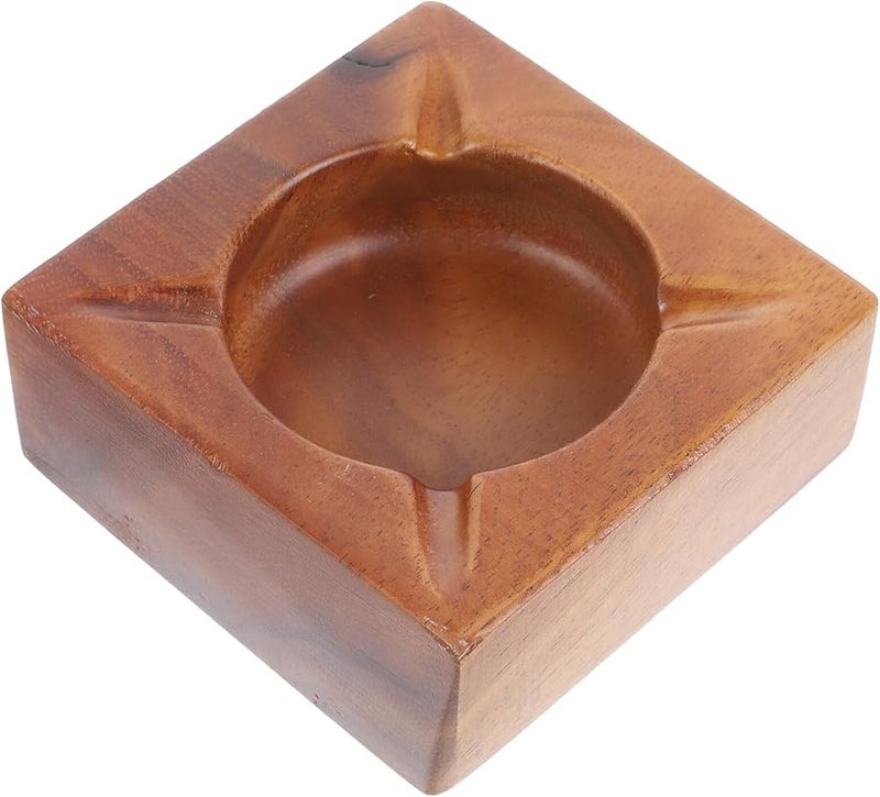 Vintage Wooden Cigar Ashtray with Groove Portable Lightweight Ash Holder for Home Office Decor - Image 2