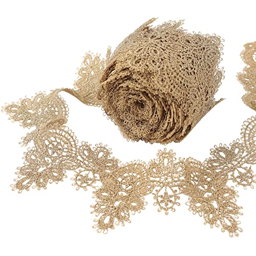 AIETSYEI Gold Lace Trim 4.8 Yards Venice Gold Ribbon Metaillic Embroidery Lace for Sewing, Cake Fringe, Wedding Bridal Dress - Image 4