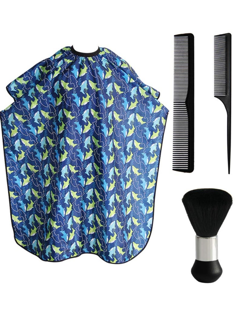 Flagsky Kids Haircut Cape and Neck Duster Brush Hair Comb Set Professional Barber Hairbrush and Children Dolphin Hairdresser Apron with Adjustable Snap Closure Extra Long Cape 47x39 inch  - Image 1
