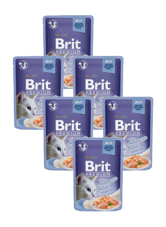 BRIT PREMIUM CAT POUCH 85G SALMON FILLETS Bundle 6 pouches - Image 1