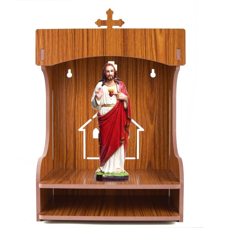 LAKHAJI Lakhaji Christian Wooden Wall Hanging Temple for Home and ShopOffice and Home showpiece Temple Brown  - Image 2