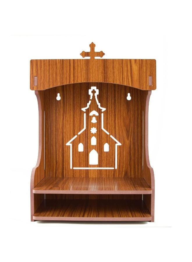 LAKHAJI Lakhaji Christian Wooden Wall Hanging Temple for Home and ShopOffice and Home showpiece Temple Brown  - Image 1