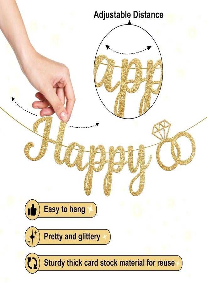 LIGHOON Happy Engagement Banner, Engagement Party Decorations, Engaged Banner Sign for proposal Wedding Decor Bridal Shower Bachelorette Party Decorations - Image 3