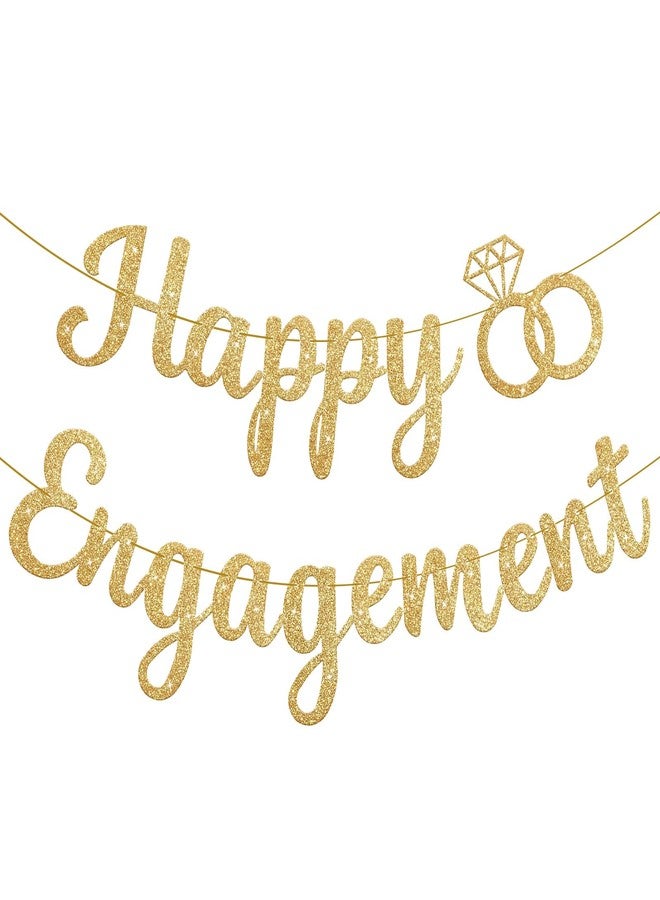 LIGHOON Happy Engagement Banner, Engagement Party Decorations, Engaged Banner Sign for proposal Wedding Decor Bridal Shower Bachelorette Party Decorations - Image 1