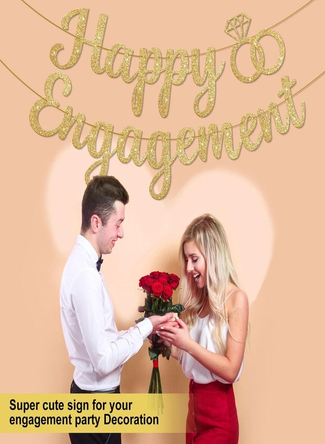 LIGHOON Happy Engagement Banner, Engagement Party Decorations, Engaged Banner Sign for proposal Wedding Decor Bridal Shower Bachelorette Party Decorations - Image 5