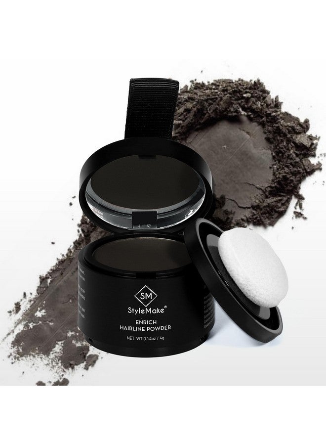 Stylemake Enrich Hairline Powder For Women & Men | Root Touch Up For Grey Hair | Hair Toppers | Hair Cover-Up Powder | Instantly Covers Hair Loss, Patches, And Grey Hair On Beard, (Dark Brown, 4 G) - Image 1
