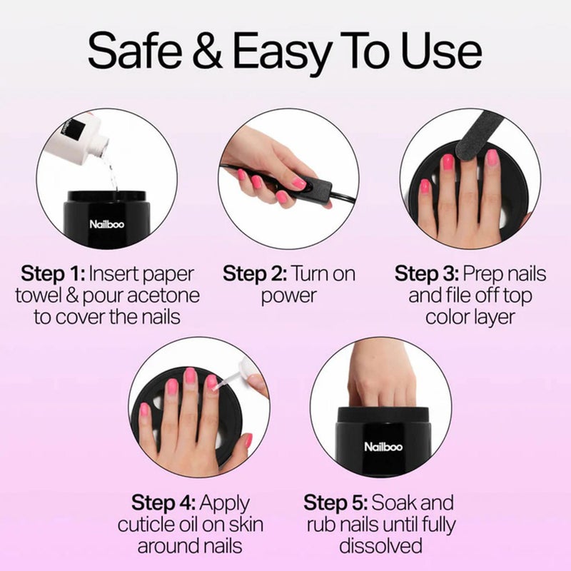 Nailboo Magic Soak Manicure Remover Bowl, Electric Nail Soaking Bowl Effortlessly Removes Nail Dip Powder, Acrylic, Gel Polish and Press Ons, Perfect Size for Manicures - Image 4