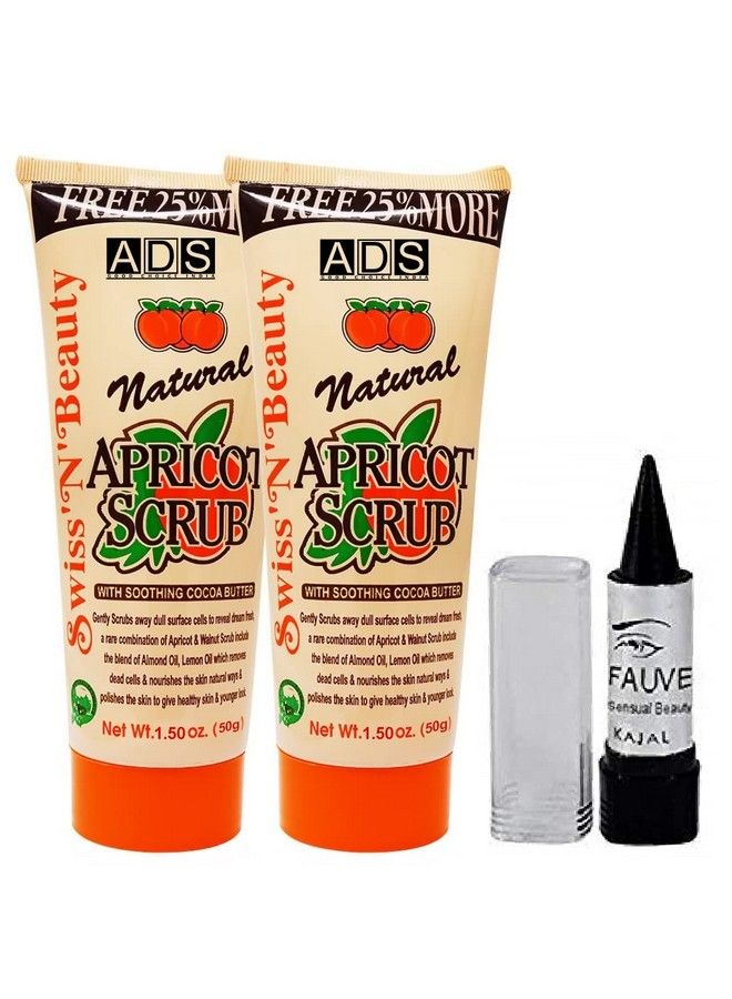 adbeni Combo Natural Apricot Scrub 5Oml 2Pc + Fauve Kajal 1Pc Pack Of 3 - Image 2