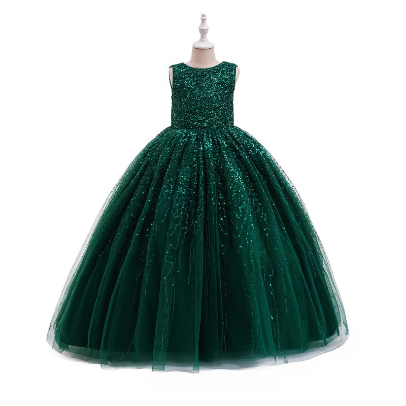 DPKM Flower Girls Sequin Dress Bridesmaid Sparkle Formal Wedding Party Birthday Kids Pageant Princess Prom Ball Gown - Image 4