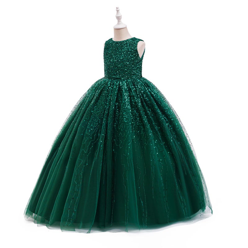 DPKM Flower Girls Sequin Dress Bridesmaid Sparkle Formal Wedding Party Birthday Kids Pageant Princess Prom Ball Gown - Image 2