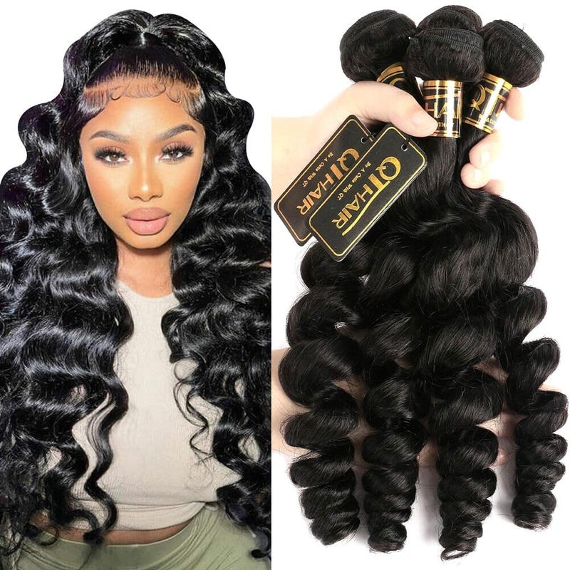 QTHAIR QTHAIR Brazilian Loose Wave 4 Bundles 16 18 20 22 Inch 400g 16A Human Hair Loose Curly Sew In Human Hair Weave Extension Wholesale Lots Double Weft Natural Black 