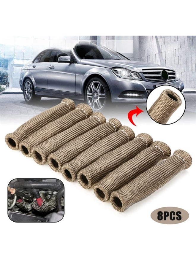 Generic 8PCS Titanium Spark Plug Wire Boots Thermal Protection Insulator Sleeve 2500 F High Temp Protection Heat shield Cover Wrap for Car Truck (Brown)  - Image 4