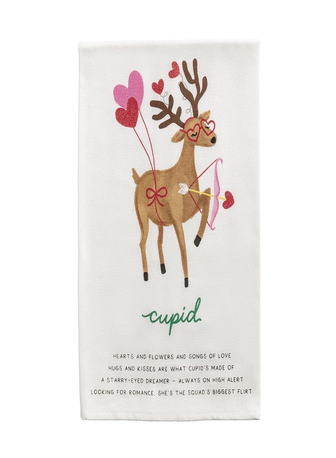 Mud Pie Christmas Cupid Reindeer Poem Towel