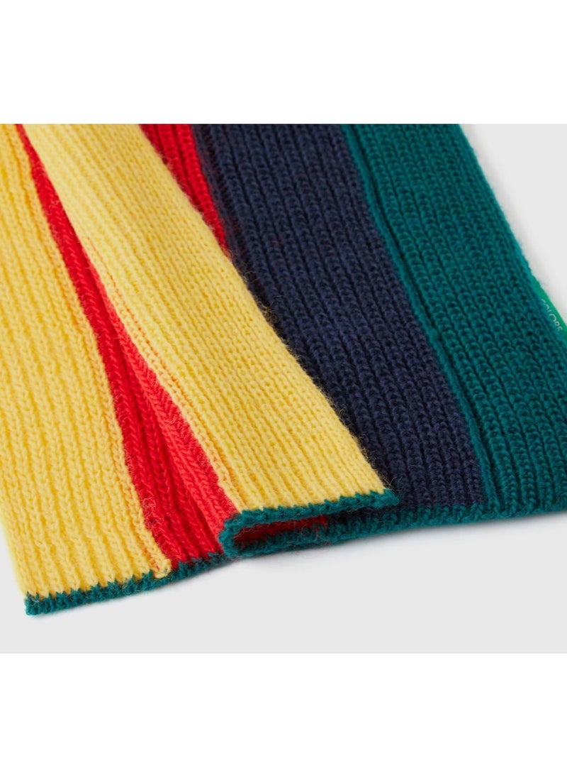 SCARF IN WOOL BLEND WITH INLAYS