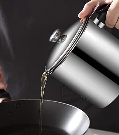 BARASH See Ever Oil Strainer Pot Grease Can Food Strainer Oil Storage Container with Fine Mesh Strainer DustProof Lid NonSlip Tray for Storing Frying Oil Cooking Grease Multi Color Pack of 1 - Image 2