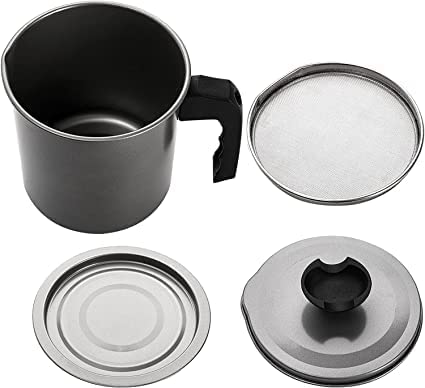 BARASH See Ever Oil Strainer Pot Grease Can Food Strainer Oil Storage Container with Fine Mesh Strainer DustProof Lid NonSlip Tray for Storing Frying Oil Cooking Grease Multi Color Pack of 1 - Image 4