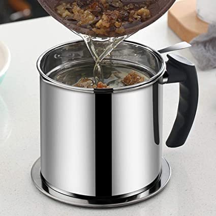 BARASH See Ever Oil Strainer Pot Grease Can Food Strainer Oil Storage Container with Fine Mesh Strainer DustProof Lid NonSlip Tray for Storing Frying Oil Cooking Grease Multi Color Pack of 1 - Image 3