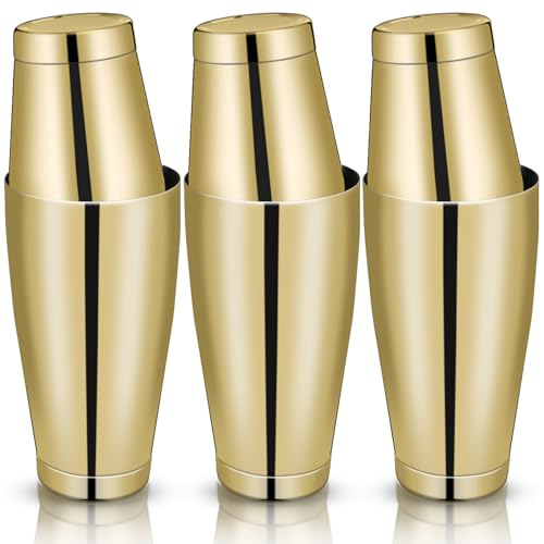 Sabary 6 Pcs Cocktail Shakers Professional Bar Shaker Boston Set Stainless Steel Martini Drink Mixer Basic Tool Weighted Shake Metal Can Cocktail Shaker Set 18 Oz 28 oz Gold - Image 1