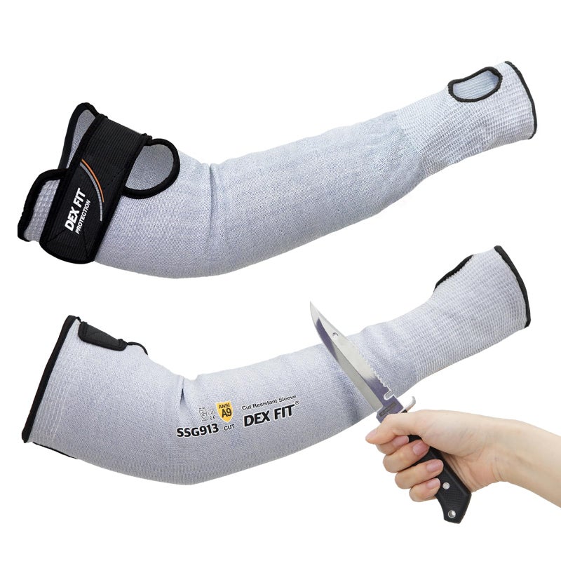 DEX FIT أكمام مقاومة للقطع DEX FIT SSG913S ANSI A9 مع فتحة للإبهام، أغطية ذراع مريحة للبشرة الرقيقة والكدمات، حزام مضاد للانزلاق، قابلة للغسل في الغسالة؛ أزرق M 1 زوج - Image 1