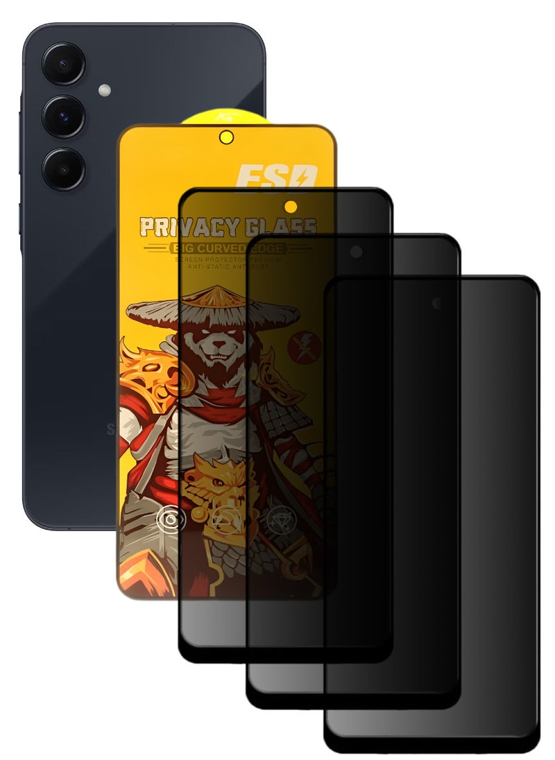 ESD 3 Pieces Tempered Dustproof Privacy Glass Screen Protector Compatible For Samsung Galaxy A55 5G - Image 1