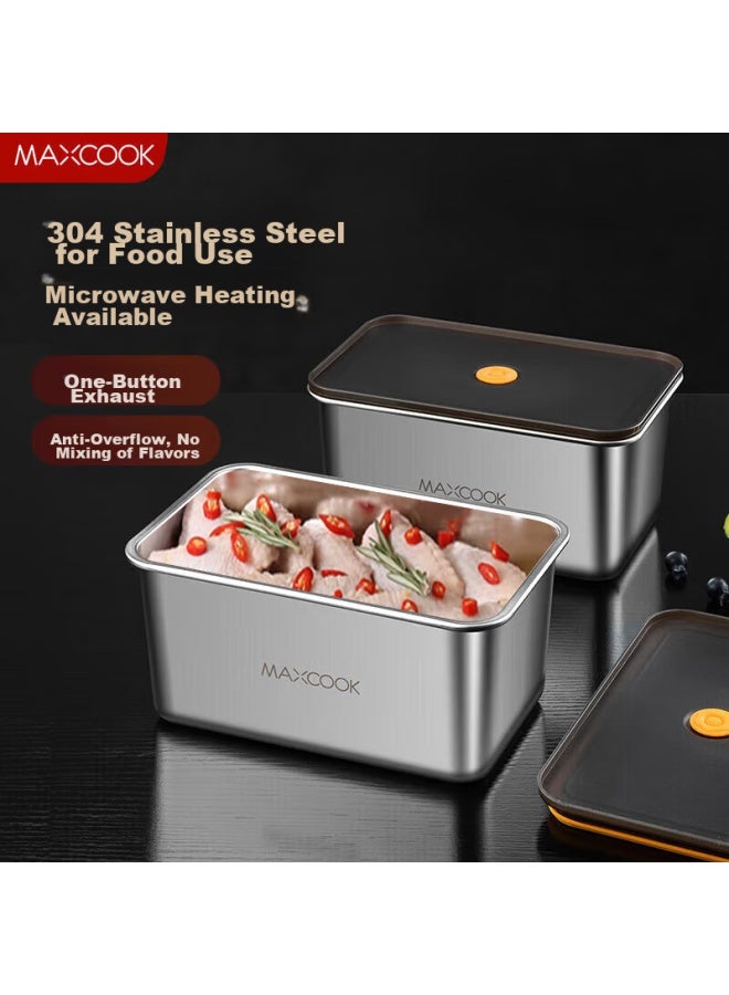 MAX COOK Meichun 304 Stainless Steel Food Storage Container With Lid, Lunch Box, Bento Box, Refrigerator Sealed Storage Box, 1500ml, Mcft5571 - Image 1