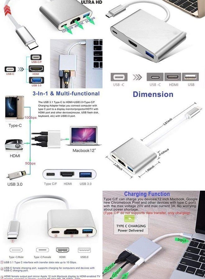 Type-C OTG Cable Connector，GoodTool 3 in 1 Type-C to USB Type-C to HDMI Converter 4K Adapter  - Image 5