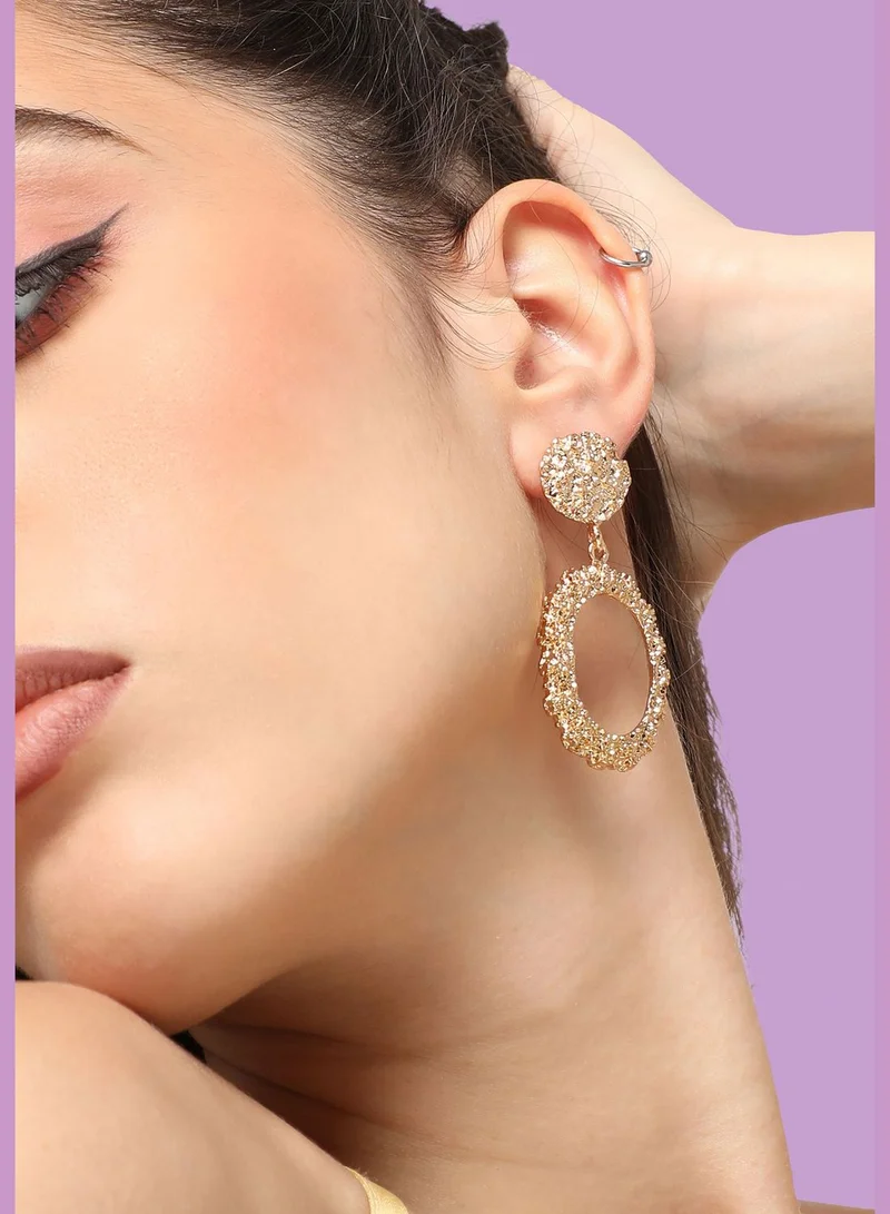 SOHI Gold Plated Party Designer Stone Drop Earring For Women