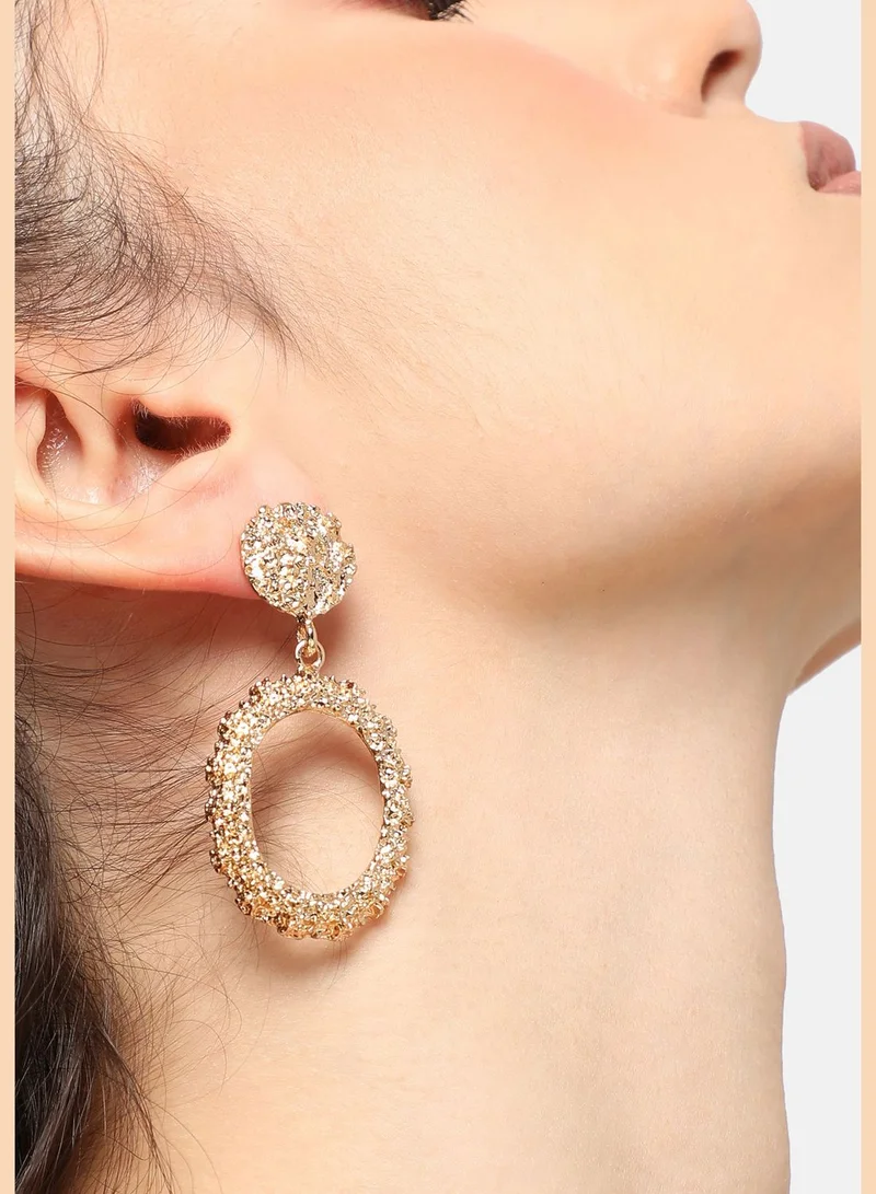 SOHI Gold Plated Party Designer Stone Drop Earring For Women