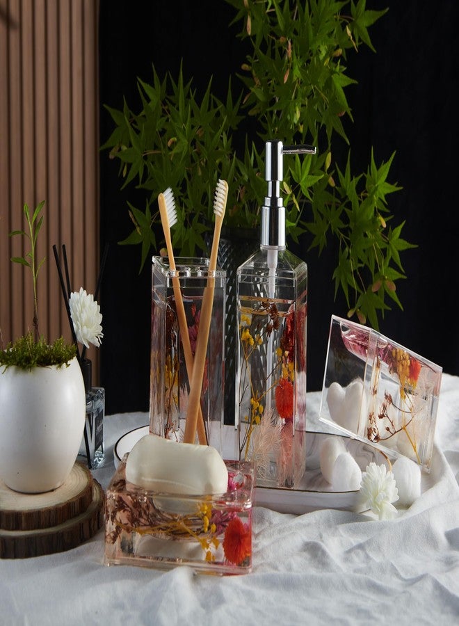 Locco Decor مجموعة لوقو ديكور 5 قطع من الأكريليك السائل 4D لحركة عائمة لملحقات حمام الزينة مع حامل فرشاة الأسنان، كوب، موزع صابون، طبق صابون، حامل فرشاة المرحاض - Image 5