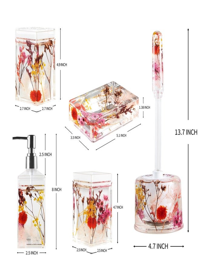 Locco Decor مجموعة لوقو ديكور 5 قطع من الأكريليك السائل 4D لحركة عائمة لملحقات حمام الزينة مع حامل فرشاة الأسنان، كوب، موزع صابون، طبق صابون، حامل فرشاة المرحاض - Image 2