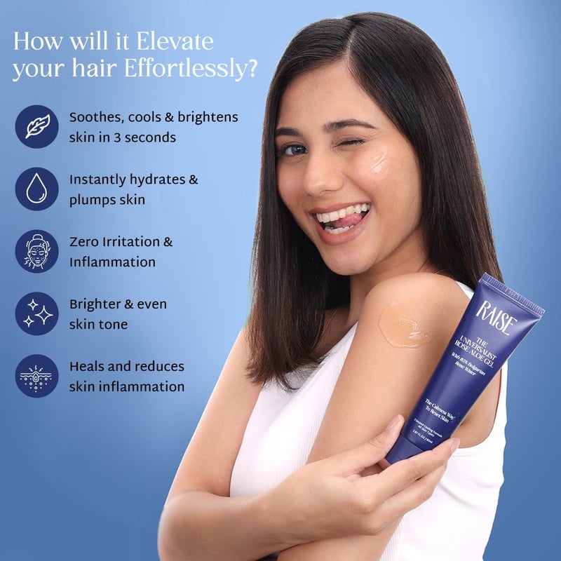 Raise Hand  Body Care Combo Multipurpose Aloe Vera Gel  Carrot Collagen Hand Cream  Infused with Niacinamide  85 Bulgarian Rose Water Instant Cooling  Hydration  Vegan  85ml30ml - Image 3
